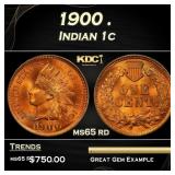 1900 Indian Cent . 1c Grades ms65 rd