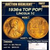 1936-s Lincoln Cent TOP POP! 1c ms67+ rd SEGS