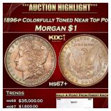 1896-p Morgan Dollar Colorfully Toned Near Top Pop