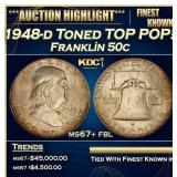 1948-d Franklin Half Dollar Toned TOP POP! 50c ms6