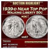 1939-d Walking Liberty Half Dollar Near Top Pop 50