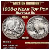 1938-d Buffalo Nickel Near Top Pop 5c ms68 SEGS