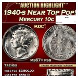 1940-s Mercury Dime Near Top Pop! 10c ms67+ fsb SE