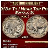 1913-p Ty I Buffalo Nickel Near Top Pop! 5c ms67+