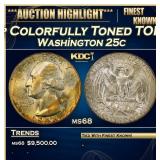 1948-p Washington Quarter Colorfully Toned TOP POP