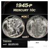 1945-p Mercury Dime 10c ms67 SEGS