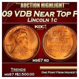 1909 VDB Lincoln Cent Near Top Pop! 1c ms67 rd SEG