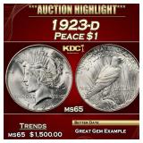 1923-d Peace Dollar $1 ms65 SEGS