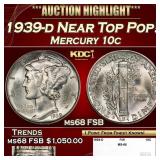 1939-d Mercury Dime Near Top Pop! 10c ms68 FSB SEG