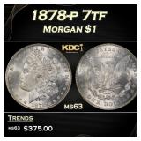 1878-p 7tf Morgan Dollar $1 Grades ms63
