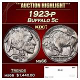 1923-p Buffalo Nickel 5c ms66 SEGS
