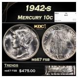 1942-s Mercury Dime 10c ms67 fsb SEGS
