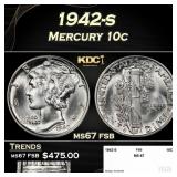 1942-s Mercury Dime 10c ms67 fsb SEGS