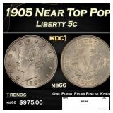 1905 Liberty Nickel Near Top Pop 5c ms66 SEGS