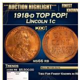 1918-d Lincoln Cent TOP POP! 1c ms66 rb SEGS