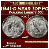 1941-d Walking Liberty Half Dollar Near Top Pop 50