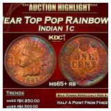 1891 Indian Cent Near Top Pop Rainbow Toned 1c ms6