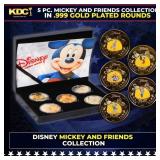 5 Coin Disney Mickey and Friends Gold Plated Round