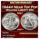 1944-p Walking Liberty Half Dollar Near Top Pop 50