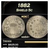 1882 Shield Nickel 5c Grades ms64+