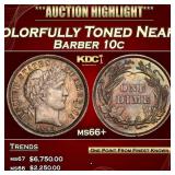 1893-p Barber Dime Colorfully Toned Near Top Pop 1