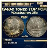 1948-d Washington Quarter Toned TOP POP! 25c ms68