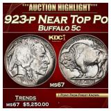 1923-p Buffalo Nickel Near Top Pop! 5c ms67 SEGS