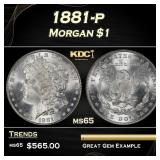 1881-p Morgan Dollar $1 Grades ms65