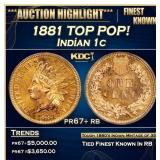 1881 Proof Indian Cent TOP POP! 1c pr67+ rb SEGS
