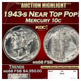 1943-s Mercury Dime Near Top Pop! 10c ms68 FSB SEG