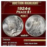 1924-s Peace Dollar $1 ms64+ SEGS