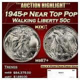 1945-p Walking Liberty Half Dollar Near Top Pop 50