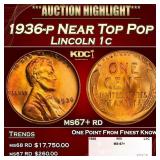 1936-p Lincoln Cent Near Top Pop 1c ms67+ rd SEGS