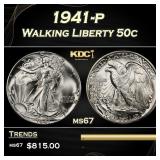 1941-p Walking Liberty Half Dollar 50c ms67 SEGS