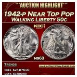 1942-p Walking Liberty Half Dollar Near Top Pop 50