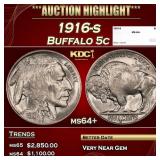 1916-s Buffalo Nickel 5c ms64+ SEGS