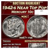 1942-s Mercury Dime Near Top Pop! 10c ms67+ fsb SE