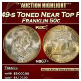 1949-s Franklin Half Dollar Toned Near Top Pop 50c