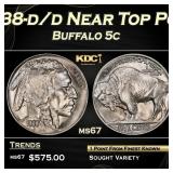 1938-d/d Buffalo Nickel Near Top Pop 5c ms67 SEGS