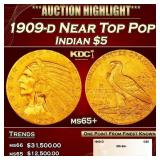 1909-d Gold Indian Half Eagle Near Top Pop $5 ms65