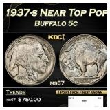 1937-s Buffalo Nickel Near Top Pop 5c ms67 SEGS