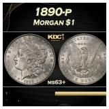 1890-p Morgan Dollar $1 Grades ms63+