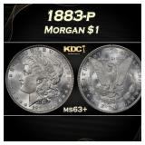1883-p Morgan Dollar $1 Grades ms63+