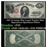 1917 $1 Large Size Legal Tender Note Grades vf++ S