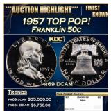 1957 Proof Franklin Half Dollar TOP POP! 50c pr69