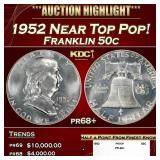 1952 Proof Franklin Half Dollar Near Top Pop! 50c