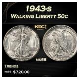 1943-s Walking Liberty Half Dollar 50c Grades ms66