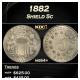 1882 Shield Nickel 5c Grades ms64+