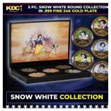 5 Coin Disney Snow White Gold Plated Round Collect
