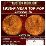 1936-p Lincoln Cent Near Top Pop 1c ms67+ rd SEGS